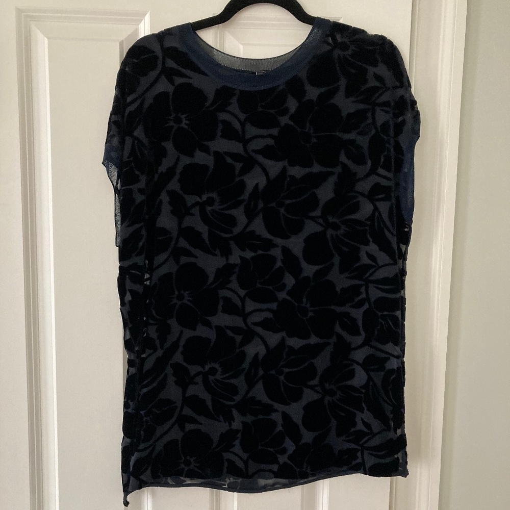 Theory Velvet Print Tunic Navy Blue